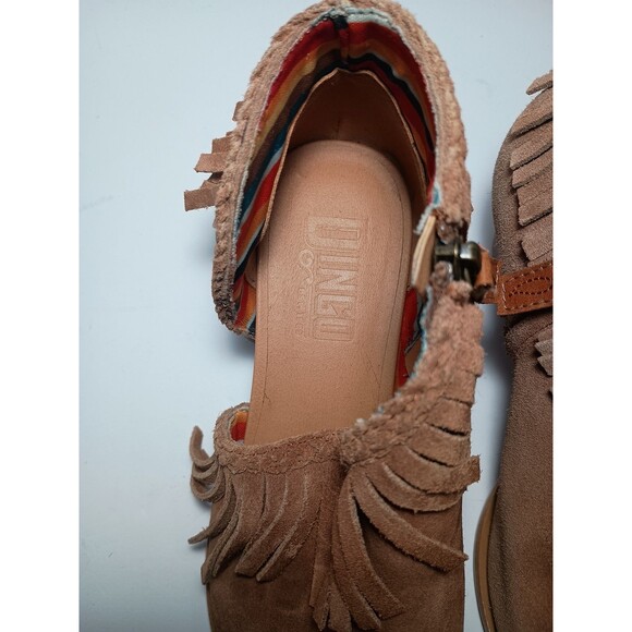 Dingo Tangles Western Bootie Women 7.5M Tan Suede Camel Beige Fringe Pull-on 7.5 - Picture 6 of 16